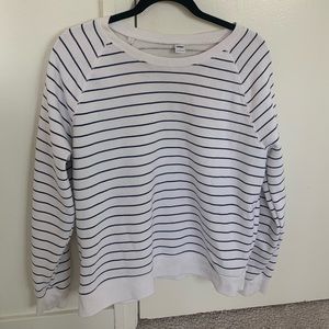 White and Navy Blue stripped crew neck